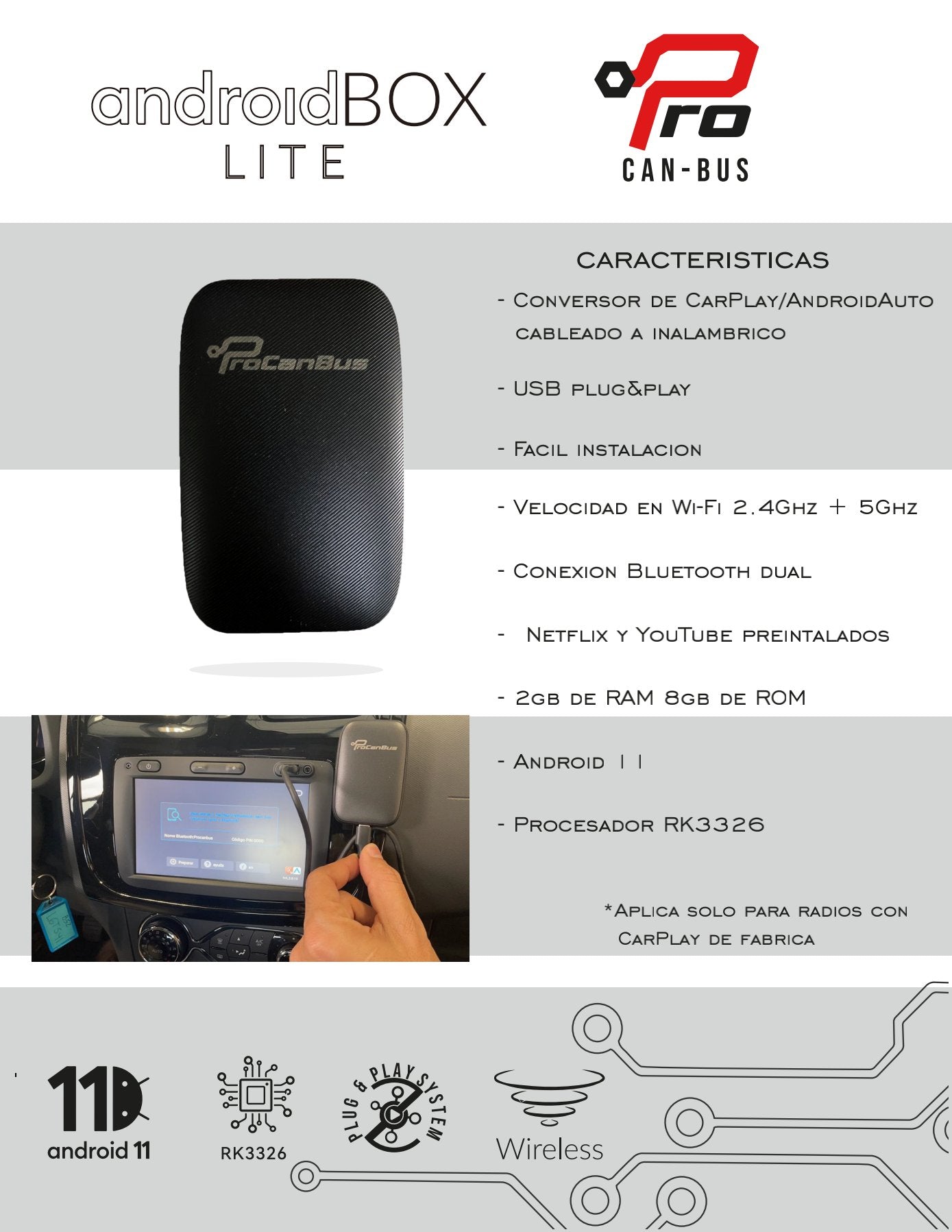Modulo Car-play/Android Auto Inalambrico