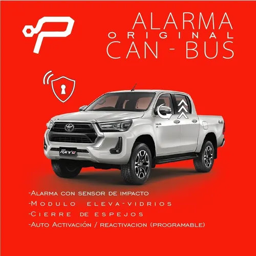 Alarma de seguridad para carros con protocolo can bus con modulo de cierre de espejos y eleva vidrios automatico para Toyota Hilux
