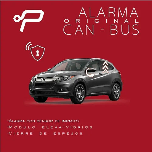 Alarma con sensor de impacto y modulo elevavidrios para Honda HR-V y cierre de espejos